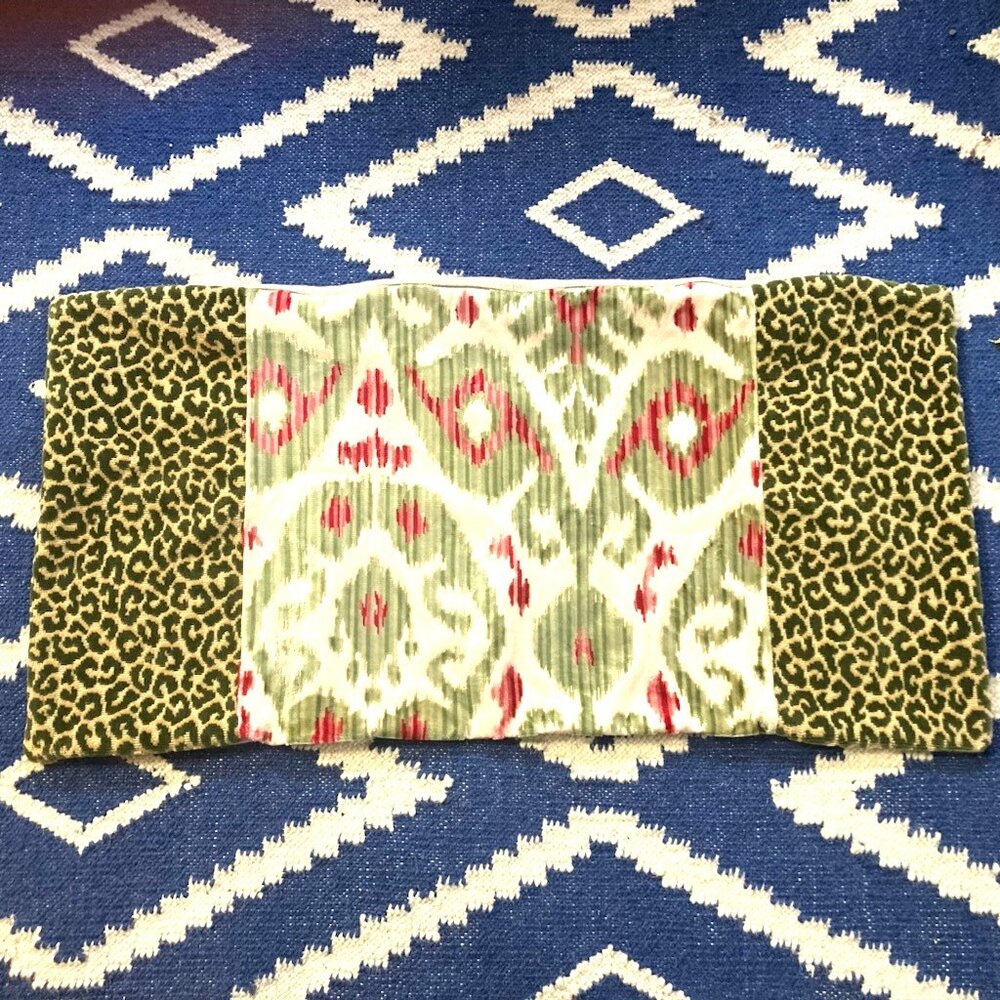 WILLIAMS-SONOMA Animal Tiger Leopard Green Pink Pillow Velvet Cover 14x28 USA